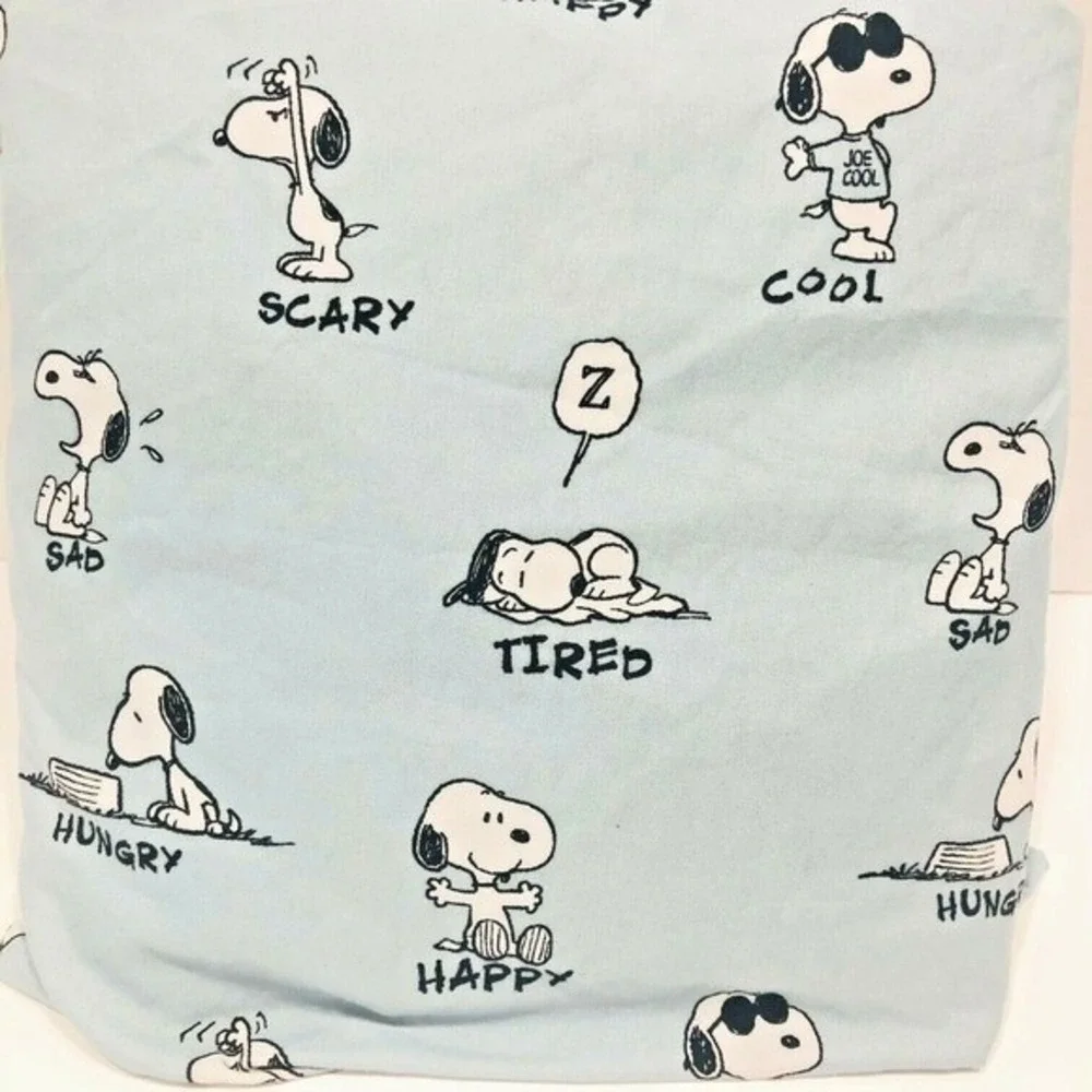 Peanuts Snoopy Berkshire Twin Fitted Sheet‎ 2 Pillow Cases Set Emotions Teen